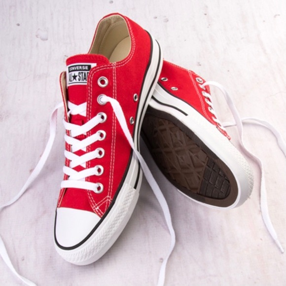Converse Chuck Taylor All Star Lo Sneakers Red Lace Up Low Top Canvas Skate Shoe - Picture 16 of 16